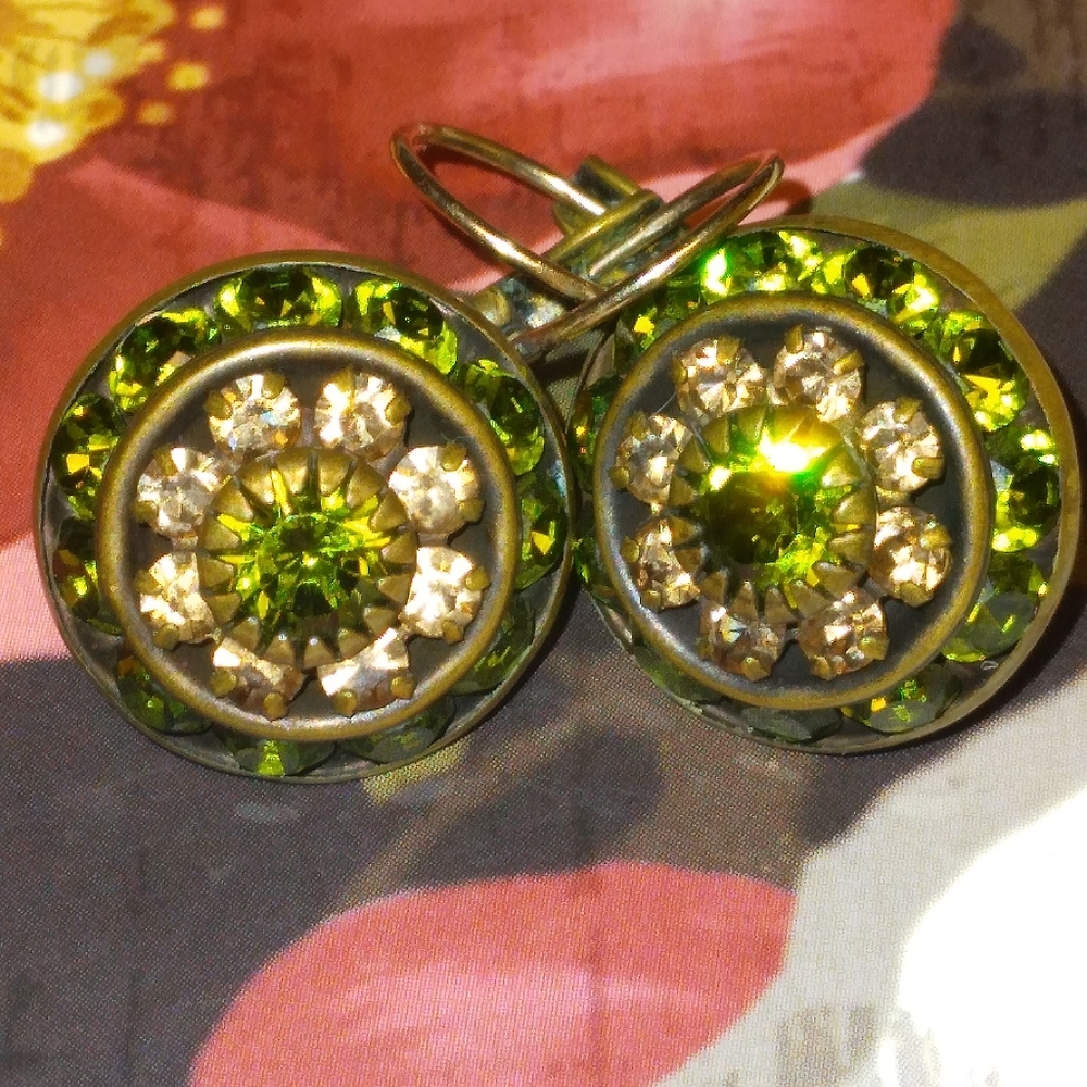 Vintage Liz Palacios Green Crystal Earrings
